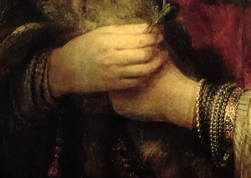 Retrato de Saskia van Uylenburgh (1612-42) con traje rico (detalle)